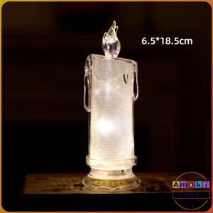 Amoki Crystal Candle Light Transparent Shell Desk Electronic Night Lamp Party Holiday Home Decor