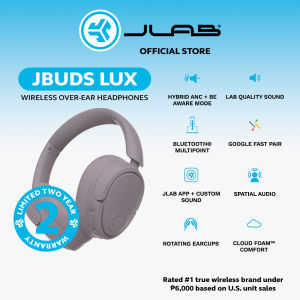JLab JBuds Lux ANC Wireless Headphones Hybrid Active Noise Cancelling Customizable Sound Spatial Audio Compatible Premium Over-Ear Bluetooth Headset