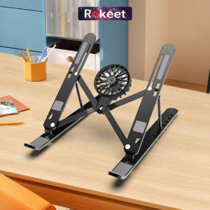 Rokeet Foldable Stand Holder Laptop Anti Slip 2 In 1 With Extra Cooling Fan Dudukan Laptop Kipas Pendingin Portable