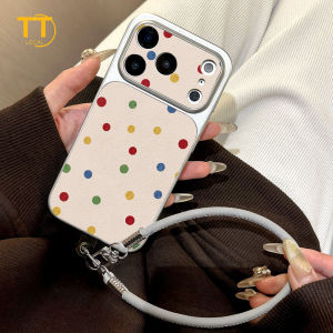 Tri-Town Cute Cat Pattern Design Leather Phone Case For iPhone 11 16 17 15 14 13 12 Pro Max Cover with Phone Strap #EY55