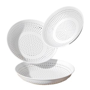 JAYQQ PP Perforated Steaming Tray Round Shape Perforated Structure Dumpling Steaming Plate Durable Multipurpose Fruit Draining Plate Steaming Buns