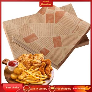 [Chinatera Malll] 500Pcs Greaseproof Deli Wrapping Sheets 25x25cm Basket Liners Food Picnic Paper Sheets for Burgers Bread