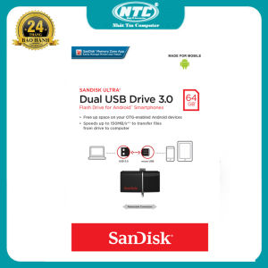 USB OTG 64GB Sandisk SDDD2 ultra dual USB drive 3.0 tốc độ 150MB/s (Đen) Nhất Tín Computer