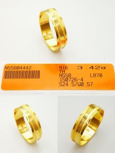 Cincin Belah Rotan Pelbagai Saiz 24.5 Emas 916 Yon Hing