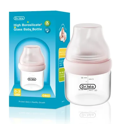 Dr.Isla Botol Susu High Borosilicate Glass Bottle BPA Free Wide Neck Anti-Colic Heat Resistant 90/160/240ml GB60