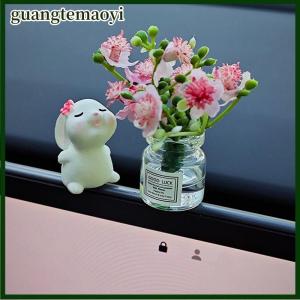 guangtemaoyi 1 bộ đồ trang trí búp bê chữa bệnh xe mới bình nhỏ dễ thương và bảng điều khiển trung tâm xe Thỏ trang trí cửa sổ