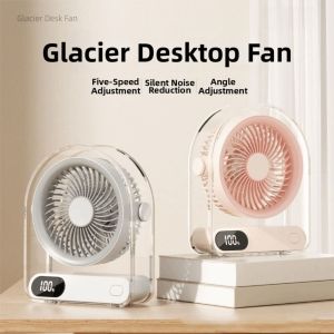 MINIFELE 262 5 Speed Desk Fan Silent Rechargeable USB Fan Long Lasting 90° Adjustable Angle Mini Desk Cooling Fan Home Office Use