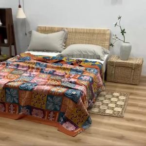 [Yongyw] Chăn bông cotton siêu mềm in họa tiết chăn gạc năm lớp chăn điều hòa cỡ Queen Super King