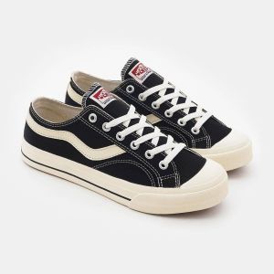 Sepatu Ventela Public Black Low Natural- Sneaker Sekolah Kuliah Ootd Kerja