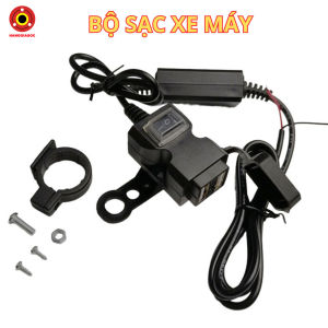 Sạc Điện Thoại Trên Xe Máy 3023 - 2 Cổng USB 12V Tích Hợp Công Tắc Chống Nước An Toàn Dễ Lắp Đặt