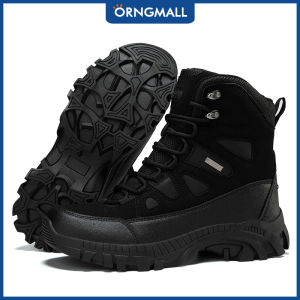 ORNGMALL Mens Hiking Boots High Quality Tactical Waterproof with Non slip Wear Resistant Sole Perfect for Military and Outdoor Use Size 39-47