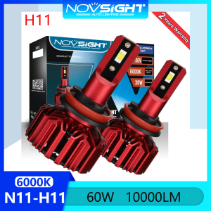 Novsight N11 H11 LED Headlight Bulb 6000K White Super Bright LED Lights for Car High/Low Beam Fog Light 60W 10000LM Plug&Play Ready Stock 2 PCS 1 Year Warranty Free Shipping