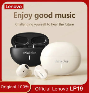 Lenovo ดั้งเดิมหูฟังบลูทูธ5.1 LP19ไมโครโฟนสองหูฟังไร้สายสำหรับเล่นกีฬาประเภท TWS ใช้ได้กับแอนดรอยด์ IOS
