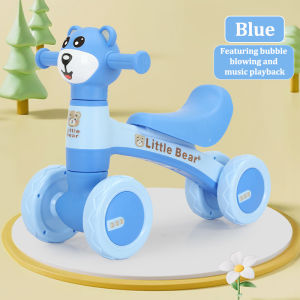 Yowxii Baby Balance Bike 4-Wheel Kids Walker Scooter with Music & Bubbles