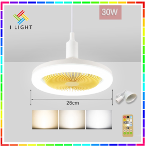 Led Ceiling fan light 30W/26CM E27 Tricolor Dimmable light for Living Badroom Kitchen fan lamp