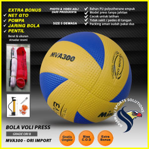 Bola Voli MIKASA MVA300 Bintik Model Pres Extra Bonus NET Voly Asli Import Bahan PU empuk