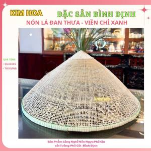Nón khung lá thưa khung lưới nan tre VIỀN CHỈ XANH NÓN NGỰA PHÚ GIA BÌNH ĐỊNH nón chụp ảnh - Tặng: Quai đeo túi đựng