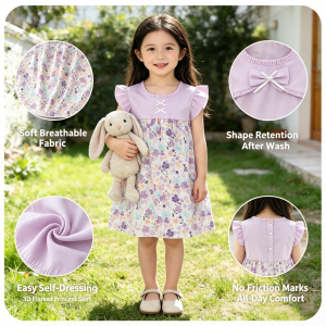 AILEBE Kids Dresses Soft Breathable Sleeveless Summer Dress 3D Flared Princess Skirt With Self-Dressing Design Cute Style Retains Shape Wash After Wash No Friction Marks All-Day Comfort OOTD Pambahay For Baby Girls 0-13 Years