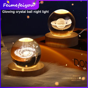 Glowing Planetary Galaxy Astronaut Crystal Ball Night Lights USB Power Warm Bedside Light Christmas Kid Gift Night Lamp