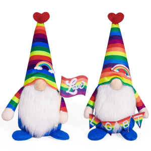 Rainbow Festival Gnomes Plush Dolls Dwarf Elf Decoration Ornament with Sweet Love Heart for Bedroom Living Room Decors