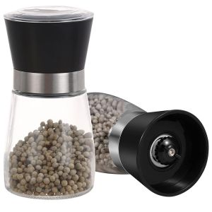 Margaux Louisse Finds - Salt Pepper Mill Grinder with Adjustable Thick Glass Bottle Seasoning Grinder Bottle