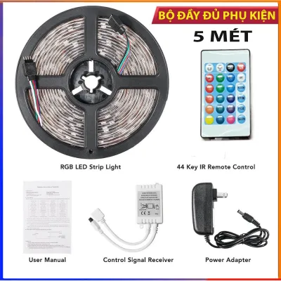 Dây đèn led đổi màu dài 5 mét 16 triệu màu có điều khiển dùng trang trí nhà cửa