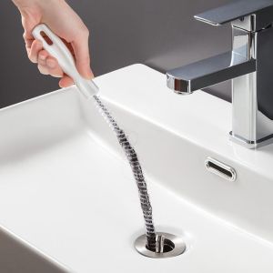 NCNC(okdeals01) Universal Bendable Home Bathroom Toilet Hair Cleaner Water Channel Drain Cleaner Sink Pipe Dredger Toilet Dredge Pipe Sink Cleaning Brush