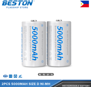 2pcs Beston 5000mAh D Size 1.2V Rechargeable NI-MH Battery