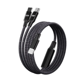 สายชาร์จเร็วแบบ2 In 1 100W USB ต่อ USB C สาย USB C ไปยัง USB C Type C 100W โทรศัพท์สายชาร์จสำหรับเร็วแล็ปท็อป