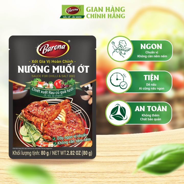 Gia Vị Nướng Muối Ớt Barona 80g ướp ngon chuẩn vị không cần nêm nếm ...