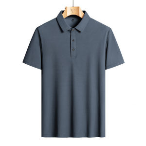 50-140kg plus size Ice Silk 9xl 8XL men summer short-sleeved solid color oversize business casual polo shirt