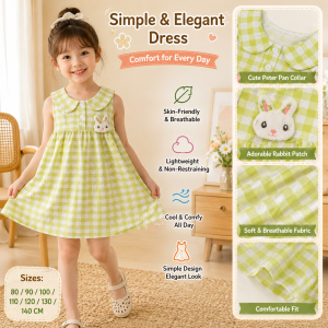 AILEBE Kids Dresses For Girls Simple Elegant Casual Dress Skin-Friendly Breathable Lightweight Non-Restraining OOTD Pambahay Everyday Wear