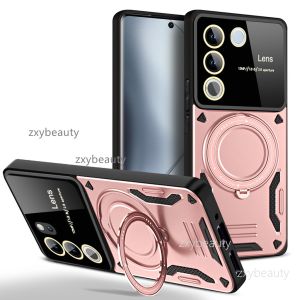 Casing For Vivo V27 E V27e V 27e V27 pro V27pro VivoV27 Shockproof Phone Case Armor Ring Bracket Stent Push Camera Lens Protection Back Cover