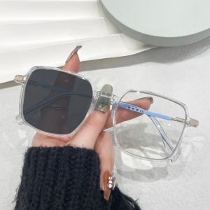 FREE BOX Kacamata Lensa Photocromic Anti Radiasi Wanita Kacamata Photochromic Bingkai Kotak Titanium Anti UV 2 In 1 Fotocromic