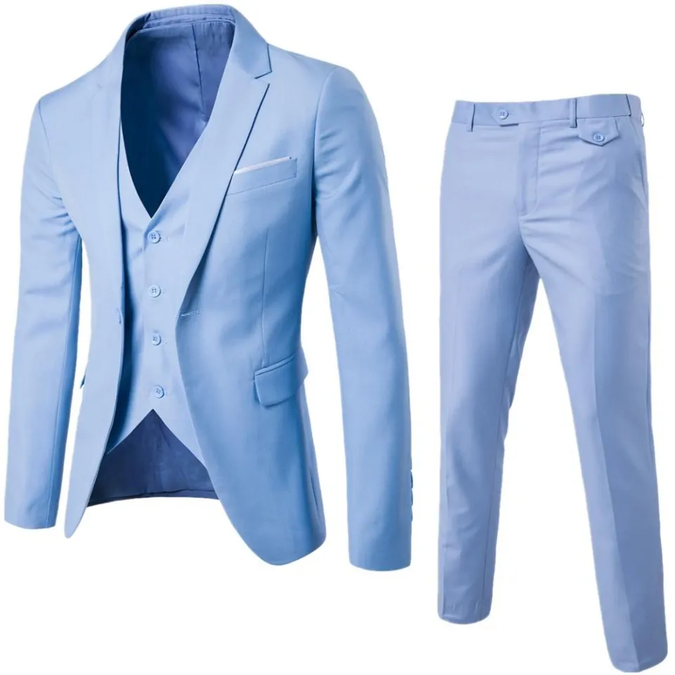 SULEE] 3Pcs/Set Luxury Plus Size Men Suit Set Formal Blazer +Vest +Pants  Suits Sets Oversize for Men's Wedding Office Business Suit Set