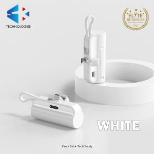 Portable Mini Power Bank Charger for USB C Android Device (Direct Plugin) and for iPhone Apple (Wired)