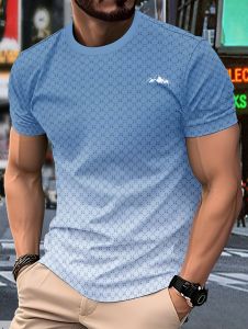 Polka Dot Pattern Mens Summer T-Shirt Gradient Color Short-Sleeved Top Casual Sportswear Skin-Friendly Breathe Menswear Clothes