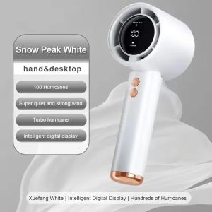 ZY3700 Mini Turbo Fan Handheld & Desktop 5 Speed Adjustable 4000mAh Battery LED Light Digital Display & Built-in Torch