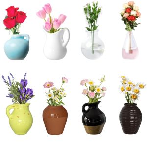 CHICKETTI 8Pcs Resin Vase Fridge Stickers DIY Excluding Plants Refrigerator s Vase Home Decor 3D Simulation Flower Vase Fridge Decoration