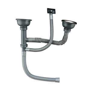 Kitchen Double Sink Drainer with Drainage Hose Basket Drain Set Washing Basin Drainer Pipe Anti Return Odor Kitchen Sink Accessories