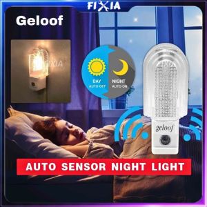 Geloof Auto Sensor Night Light (Warm White) Mini Dusk To Dawn Wall Sleep Lamp 3 Pins Cat Eye FIXIA