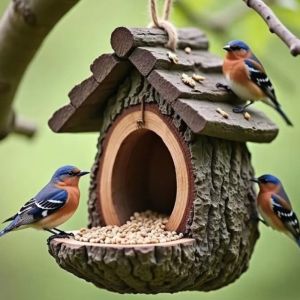 JPTD Lifelike Hummingbird Feeder Resin Weather-Resistant Hanging Wild Bird Feeder Bird Care Station Decorative Feeding Station Attracts Parrots