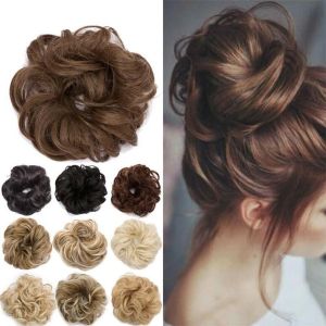 [Gnker] Curly Messy Bun Human Real Natural Hair Piece Scrunchie Hair Extensions Wig