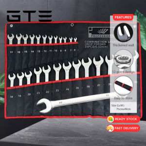 GTE 25pcs (6–32mm) Raised Rib Combination Wrench Set With Roll Up Storage Bag Set Spanar Kombinasi - Fulfilled by GTE SHOP