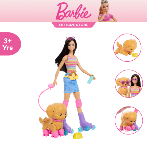 Barbie Pets Skate & Run Brunette Doll Puppy Roller Skates Accessories