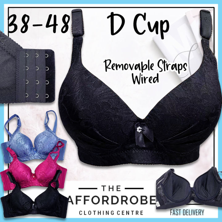38D-48D Big Plus Size Bra Full Cup D Smooth Wired Strap No Padding