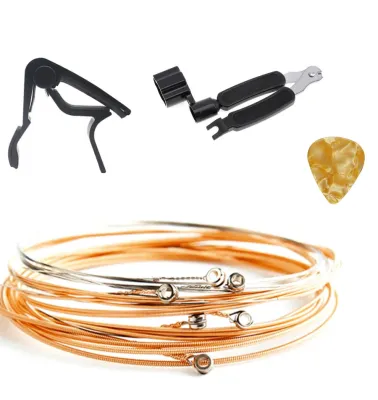 Paket aksesoris Gitar Capo / Pick gitar / Senar unpacking + Pemotong