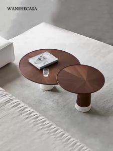 [Cozy ]Solid Wood Coffee Table Northern Europe Side Table Living Room Tea Table Coffee Table With Storage Sofa Side Table