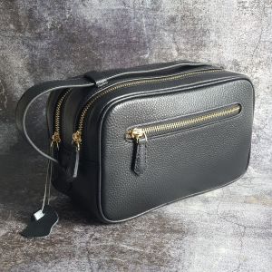 [Da thật] Túi golf cầm tay nam da bò thật 2 ngăn khóa CL160LD (Black) - 100% da thật BH 3 năm