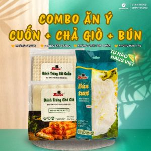 Combo Bánh tráng gỏi cuốn Shammi vuông túi 400g  Bánh tráng chả giò Shammi vuông túi 200g  Bún tươi Shammi túi 400g